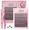 Fenshine Cluster Lashes Individual Lashes Wide Stem C/D Curl 9-15mm Length DIY Eyelash Extension Individual Soft False Lashes for Personal Use at Home (W-7 Kit, MIX 9-15mm)