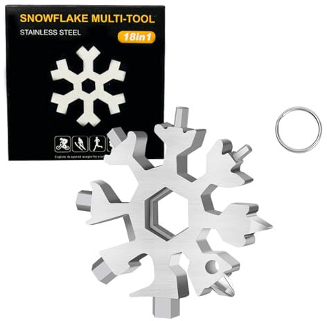 18-in-1 Schneeflocken Multitool,Edelstahl Multitool Schneeflocke,Schneeflocke Multi-Tool,Reisen, Freien, CampingWeihnachtsgeschenke für Männer, Adventskalender Männer Geschenke