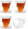 DAWRIS Crystal Skull Shot Glasses Set of 4, Double Layer Skull Glass Cup 20ML Funny Crystal Drinking Cup Whiskey Glasses Cool Beer Cup for Wine Cocktail Vodka Tequila