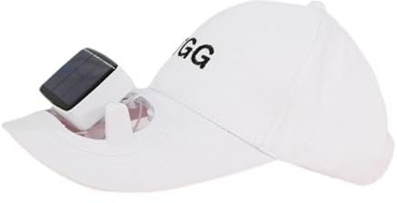 Baoblaze Sun Visor Hats with Fan, Solar or USB Charging Fan Visor Hat, Adjustable Sun Hat Built in Fans for Running/Outdoor/Hiking,Logo A,White