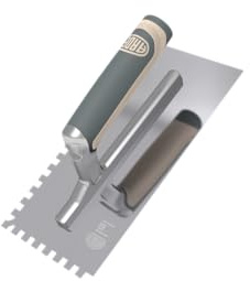 Ardex Zahnkelle - Profi Edelstahl Glättekelle - Zahnspachtel zum Verlegen von Fliesen - Ergonomisch Griff - Made in Germany(280 x 130 mm, 0,7 mm, 6 x 6 mm)