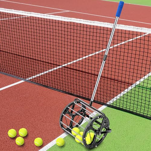 Gemscream Automatischer Tennisball-Sammler, 55 Bälle, große Kapazität, Tennisball-Picker, Übungs-Tonabnehmer, Behälter, Tennisplatz-Ausrüstung, Fitness-Zubehör für Clubs, Trainer, Spieler