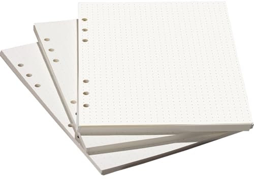 A5 Papier Gepunktet, 3 Packungen Nachfüllbares A5 Papier Liniert 270 Blätter für 6 Ring Binder Notizbuch, A5 Refill Paper für Notizbuch Tagbuch(Gepunktet)