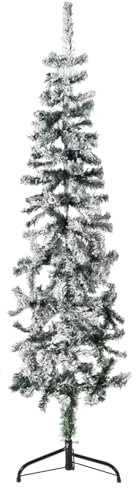 JUDYY Albero Natale Artificiale Sottile a metà Neve Fioccata 150 cm,Arredo,Decorazioni Natalizie,Alberi di Natale-344605