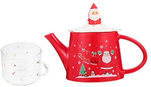 Juego De Tetera De Cerámica Con Diseño De Papá Noel Para Navidad Paquete De Taza De Té Estilo Vintage Elegante