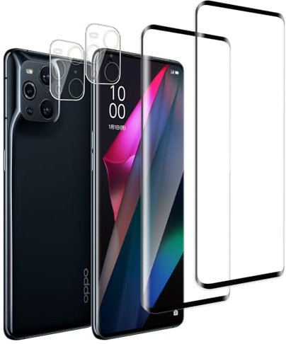 QZJinch 2+2 Stück,Panzer Schutz Glas für OPPO Find X3 Pro,3D-Vollabdeckung, 9H-Härte,Anti-Öl, Anti-Fingerabdruck,HD Schutzglas, Bläschenfrei,High Sensitivity,Fingerabdruck-ID Unterstützen