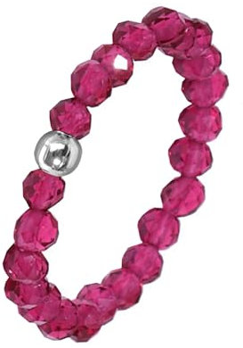 Hernin Naturstein Perlen Ringe Damen Elastisch Naturstein Stretch Ring Kristall Perlen Ring mit Silberperle Anti Stress Ringe Stapelbar Rings für Damen Mädchen (Rosa)