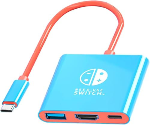 JUEJUEZI Switch Dock for Nintendo Switch/OLED, 3IN1 USB C to HDMI Adapter Cable for Nintendo Switch Dock, Portable Switch Docking Station for Nintendo Switch and Switch OLED, 4K @60Hz