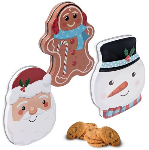 com-four® 3x Keksdose, Blechdose für Weihnachtskekse, weihnachtliche Vorratsdose mit Deckel, Aufbewahrungsbox für Cookies, Süßigkeiten und Geschenke [Auswahl variiert] (3 Stück - Weihnachten Mix)