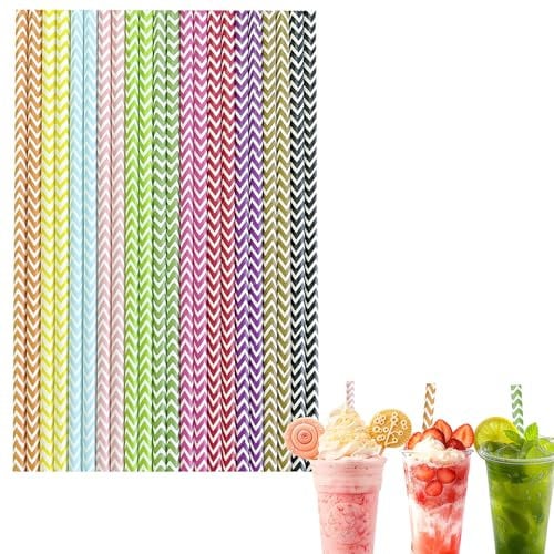 100Pcs Paper Straws for Craft,8 Inch 6mm Bore Biodegradable Disposable Straw,Wave Colored Paper Drinking Straws Coffee Juice Cocktail Straws for Birthday Wedding Baby Shower Party and DIY Decorations