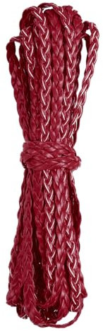 Rebower Flat Braided Leather Cord 5mm Braided Cording 5m Wine Red Leather Craft Strip for Jewelry Making, Necklaces, Bracelets, Belt, 16.4ft