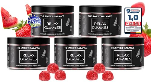 THE SWEET BALANCE - Vegane Fruchtgummis/Nahrungsergänzung für Entspannung RELAX GUMMIES 25mg - Dose mit 30 Stück als Vorrat oder zum Verschenken - für Erwachsene (5)
