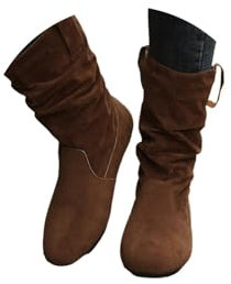 Agiyenna Stivali Western Eleganti da Donna Stivaletti Invernali in Tinta Unita Stivali Foderati Caldi Stivaletti Casual Stivali Slip-On Comodi Stivaletti Piatti Stivali per il Tempo Libero All'aperto