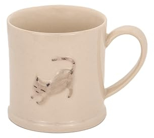Sass & Belle Cat Embossed Mug - Stoneware Coffee Cup, Gift Idea for Cat Lovers, for Home or Office Use, Unique Novelty Mug Designed by Sass and Belle