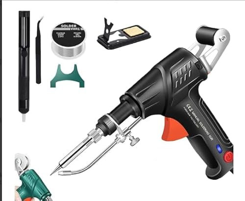 60W Lötkolben Set Automatische Elektronik Lötpistole Kit mit Entlötpumpe, Pinzette, Handheld Entlöten Zinnpistole für Schmuck,Industrieller Schnellheizlötkolben, One-Handed Operation (Schwarz)