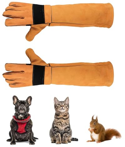LNGJIN 35cm bissfesteArbeitshandschuhe,bissfeste HandschuhefürHunde und Katzen,bissfesteHandschuhe,Tierbisshandschuhe,Für Katze, Hund Stichfeste Handschuhe,Zum Trainieren,Füttern von Tieren (Gelb)
