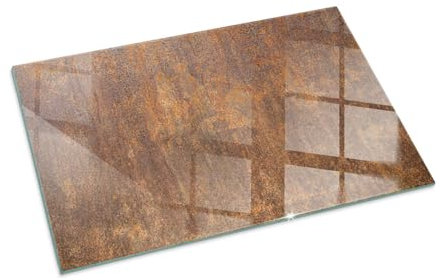 Kaminbodenplatte für Kaminofen 100x70 cm Rechteckige Schutzplatte Elegantes Design Hartglas Dekorative Glasbodenplatte Glasboden Stilvollem Motiv Hitzeschutz - Roststruktur auf Metall