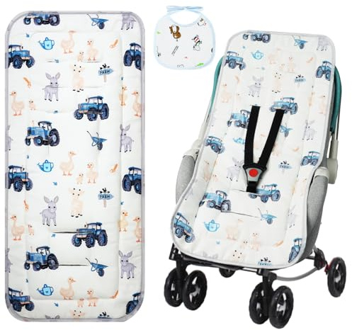 AOGOE Universelle Kinderwagenmatratze, Beidseitig Sitzauflage Weiche Kinderwageneinlage für alle Jahreszeiten, 10 Löcher Bollerwagenmatte kompatibel mit den Meisten Kinderwagen