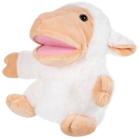 Schaf Handpuppe aus Plüsch mit PP Baumwolle für Kinder | Interaktives Geschichten Spiel, für Rollenspiele und Fantasie, Weiches Ebene Handspielzeug, Passend für Jungen und Mädchen