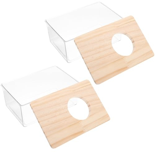 HOODANCOS 2 Stück Durchsichtige Sandbadeboxen aus Acryl für Hamster und Chinchillas Kleine Hamsterbadewannen mit Verschleißfester Oberfläche für Zuhause und Käfigzubehör