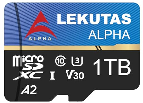 LEKUTAS 1T(999GB) Micro SD Card, microSDXC UHS-I Flash Memory Card TF Card, High Read Speed 120MB/s, C10, U3, A2, V30, for Full HD, 4K UHD Video Recording