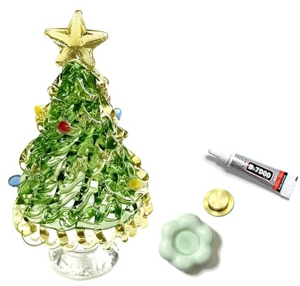 PAEFIU 6,5 cm Weihnachtsbaum Figur Klein, 360° Drehender Mini Weihnachtsbaum, Glas Tannenbaum Klein mit Sternspitze, Weihnachtsdeko für Zuhause und Tisch, Kinderzimmer, Festival, Geschenke (Stil 6)