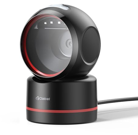 CLABEL T27H Omnidirectional Desktop 1D 2D QR Barcode Scanner, USB Kabel | Auto-Sense, Freihändig, 20° Verstellbarer Winkel, USB Plug & Play, Strichcodescanner Für POS Supermarkt Lager Einzelhandel