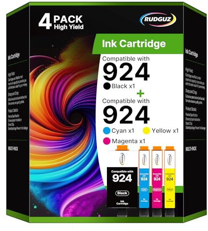 924 Patronen Multipack Kompatibel für HP 924 924e Patronen für HP OfficeJet pro 8122e 8132e 8130e 8120e 8124e 8125e 8134e 8135e (Druckerpatronen 924 Schwarz Cyan Gelb Magenta, 4er-Pack, Kein Chip)