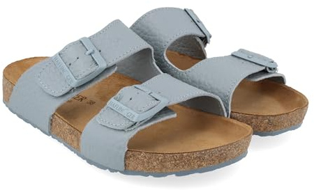 HAFLINGER Bio Bonnie Leder Pantolette Sandale mit Schnalle Korkfußbett Unisex