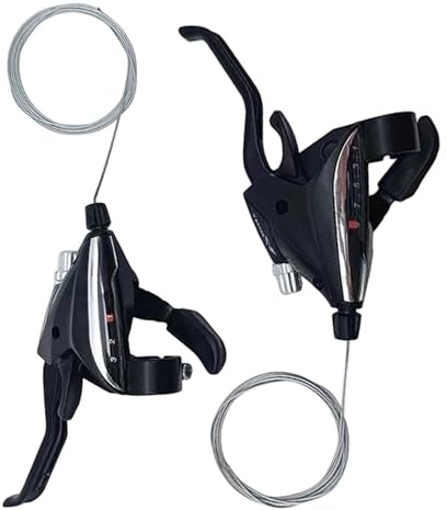 Juego de palanca de cambios de bicicleta de 9 velocidades, palancas de pulgar de 3 x 9 con cable, palanca de cambios de freno izquierda y derecha para carretera, plegable, sendero, urbano, turismo y