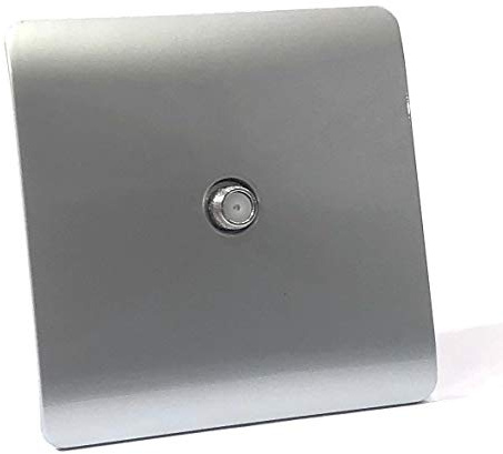 Trendi 1 Gang Artistic Modern Glossy Screwless Television Satellite Socket in Silver - Art-SATSI