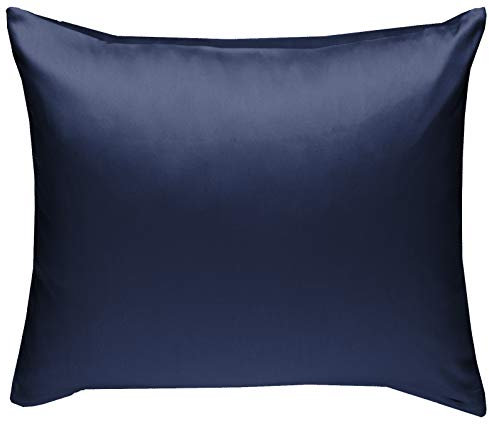 Bettwaesche-mit-Stil Mako-Satin Baumwollsatin Bettwäsche Uni einfarbig zum Kombinieren (Kissenbezug 50 cm x 50 cm, Dunkelblau)