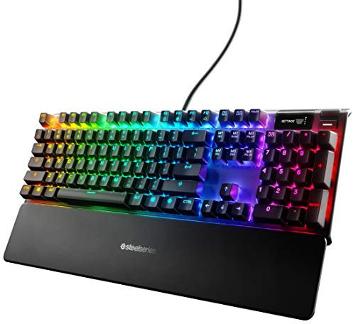 SteelSeries Apex 7 Mechanical Gaming Keyboard – OLED Smart Display – USB Passthrough and Media Controls – Linear and Quiet – RGB Backlit (Red Switch)