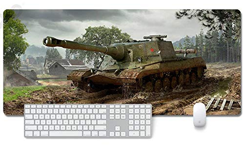 ITBT Mauspad World of Tanks Anime Mauspad Gemütlich Mousepad 900x400mm Mikrofaser Verbessert Geschwindigkeit und Präzision, rutschfest Gummierte Unterseite Waschbar Verschleißfest,Für Desktop PC, J