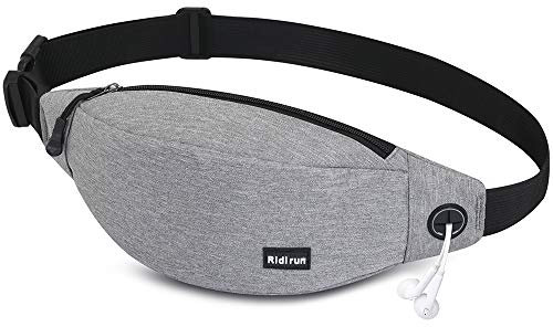 Ridirun Bauchtasche für Damen und Herren Gürteltasche Schwarz Hüfttasche Outdoor Handytasche Sport Wasserdicht Laufgürtel Geldgürtel für Camping Wandern Fitness Fahrrad Reisen Jagd Groß (Grau)