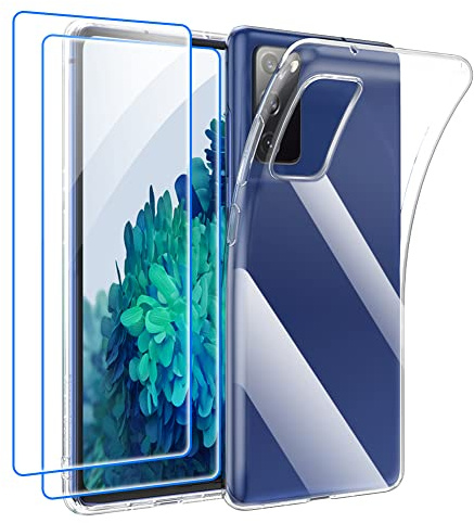 Garegce Coque Samsung S20 FE/S20 FE 5G +[2 x Verre Trempé Protection écran] Ultra Fine Transparente Etui, Silicone TPU Housse Samsung Galaxy S20 FE 5G-6.5 Pouces - Transparent