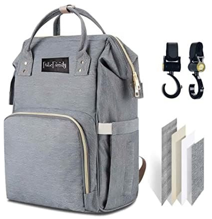 Frabe Family Wickelrucksack, Mama-Rucksack, Wickeltasche, großer Wickelrucksack, Oxford, multifunktional, große Kapazität, hellgrau, 1 Unità (Confezione da 1)