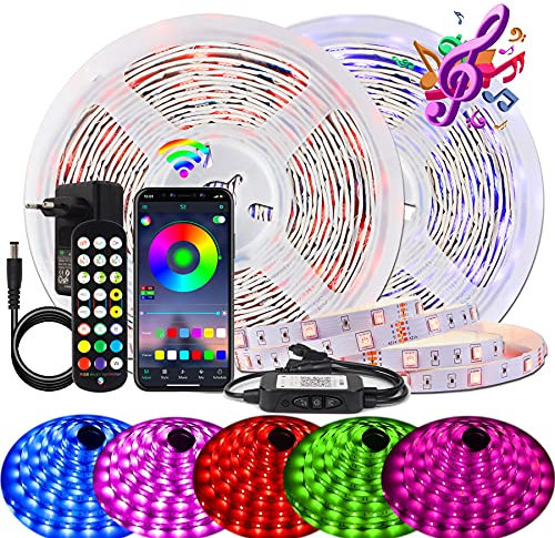 BIHRTC LED Strip 20m RGB LED Streifen Farbwechsel LED Lichterkette mit Fernbedienung, App-Steuerung, Musikmodus, Timer-Einstellung, Dimmbar, LED Band für Haus Schlafzimmer Innenbereich
