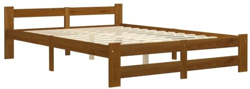 vidaXL Kiefernholz Massiv Bettgestell Holzbett Futonbett Bett Doppelbett Massivholzbett Bettrahmen Lattenrost Schlafzimmerbett Honigbraun 120x200cm