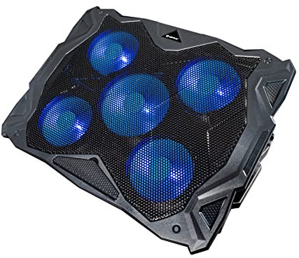 UNYKAch Candy C500 – Base de Refrigeración Portátil para Portátiles hasta 19” | Ventiladores Silenciosos LED Azul, Rejilla Metálica, USB Extra, Diseño Ergonómico y Antideslizante | Negro