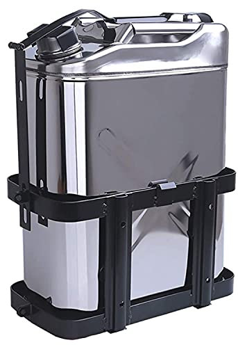 XBSXP Bidons d'essence - Bidon en Acier Inoxydable 304 épaissi + Support métallique verrouillable Transporteur de Carburant Essence Diesel, 20L