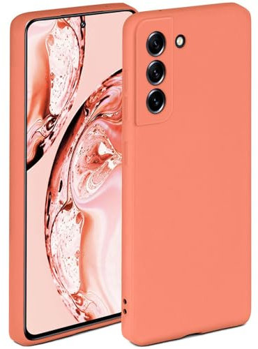 ONEFLOW Soft Case für Samsung Galaxy S21 FE 5G Hülle aus Silikon mit Kameraschutz, Silikonhülle mit erhöhtem Schutz fürs Display, Backcover Schutzhülle, weiche Handyhülle, Koralle
