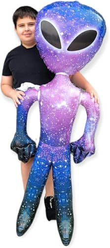63 Giant Alien INFLATE (Vinyl) Galaxy/Rainbow/Tie Dye. Inflatable Huge Alien Figures on Hang Tag. (2 Pack)