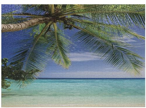 ABAKUHAUS Ozean Puzzle, Paradise View Malediven, Heirloom-Qualität lustige Aktivität für die Familie langlebiger Karton, 1000 Stücke, Grün-Aqua-Blau