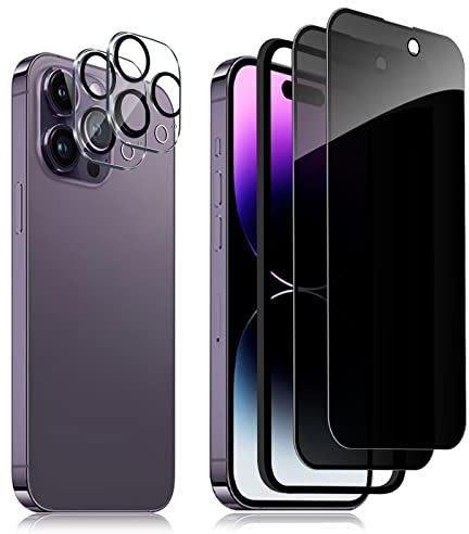 Aerku Sichtschutz Full Screen für iPhone 14 Pro Max für Panzer Schutz Glas, Anti-Spähen Schutzfolie mit Kameraschutz[2+2 PCS], 9H Härte Privatsphäre Schützen, Anti-Spy Folie Privacy Sichtschutzfolie