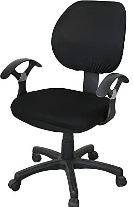 Highdi Coprisedia Gaming - 2 Pezzo Separato Fodere Girevole da Ufficio con Braccioli, Tinta Unita per Sedia da Computer (Nero)