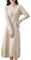 Hamthuit Women Dresses Cashmere Sweater Knitted Long Dress Wool Women Turtleneck Office Skirt Fall Winter Beige M