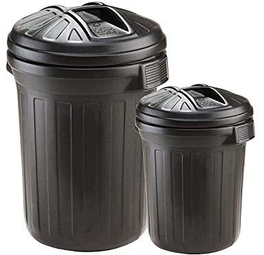Pluto Packaging Black Large Heavy Duty Shatterproof 80 Litre Capacity Plastic Outdoor Rubbish Bin With Lid (2)