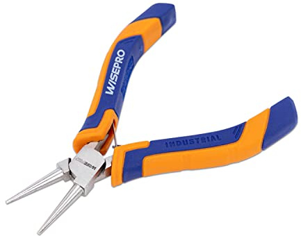WISEPRO 5 Inch Mini Round Nose Pliers, Precision Wire Looping Pliers, for Metal Wire Crimping