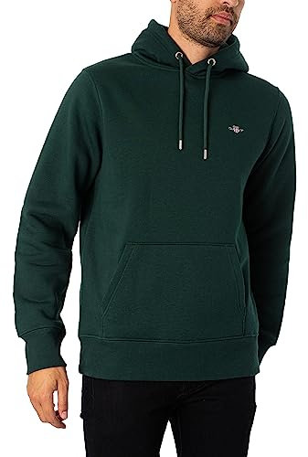 GANT Herren Reg Shield Hoodie Kapuzenpullover, Tartan Green, XXL EU